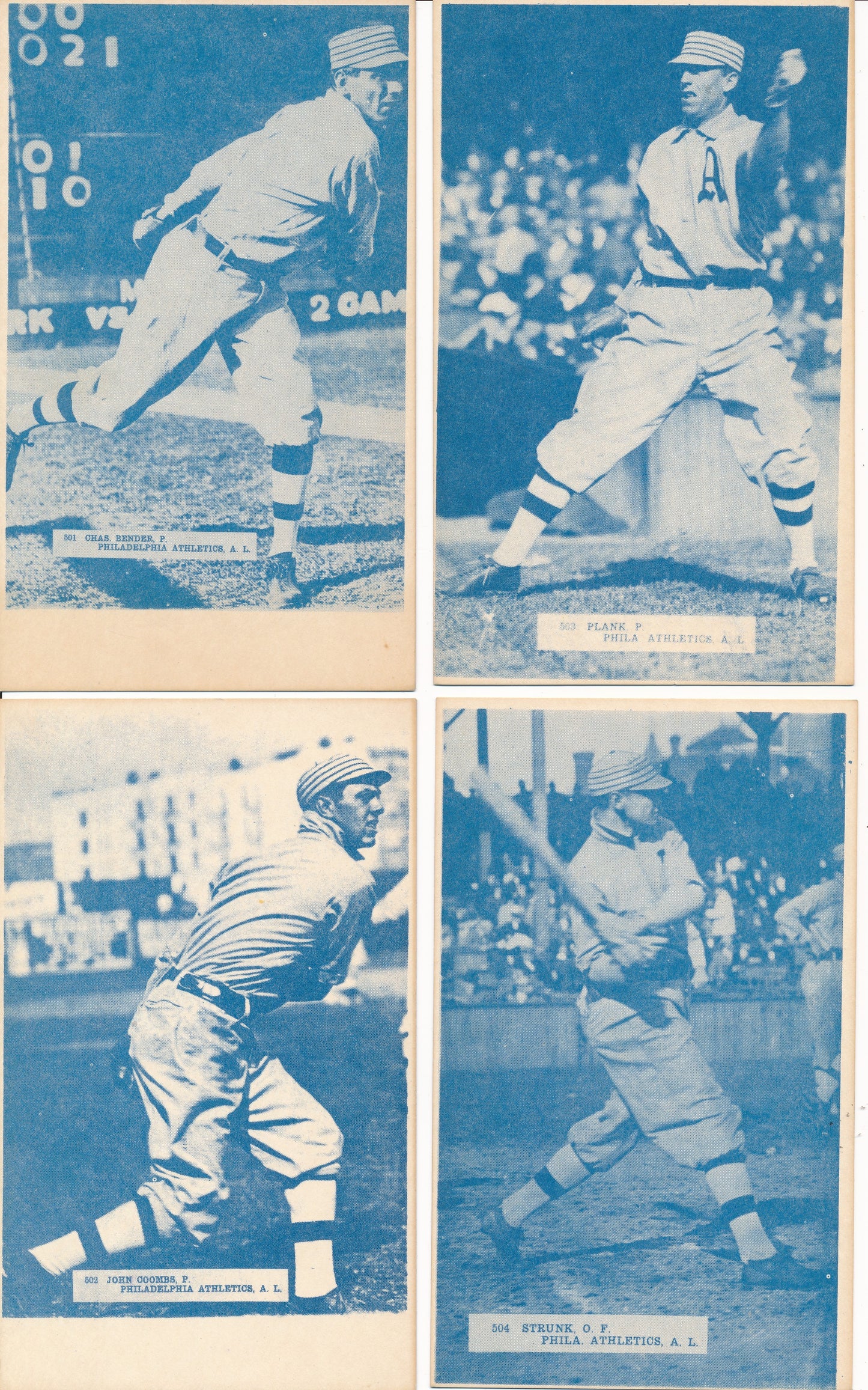 Lot of (10) 1974 Blue TCMA Reprint Postcards Philadelphia Athletics 210364