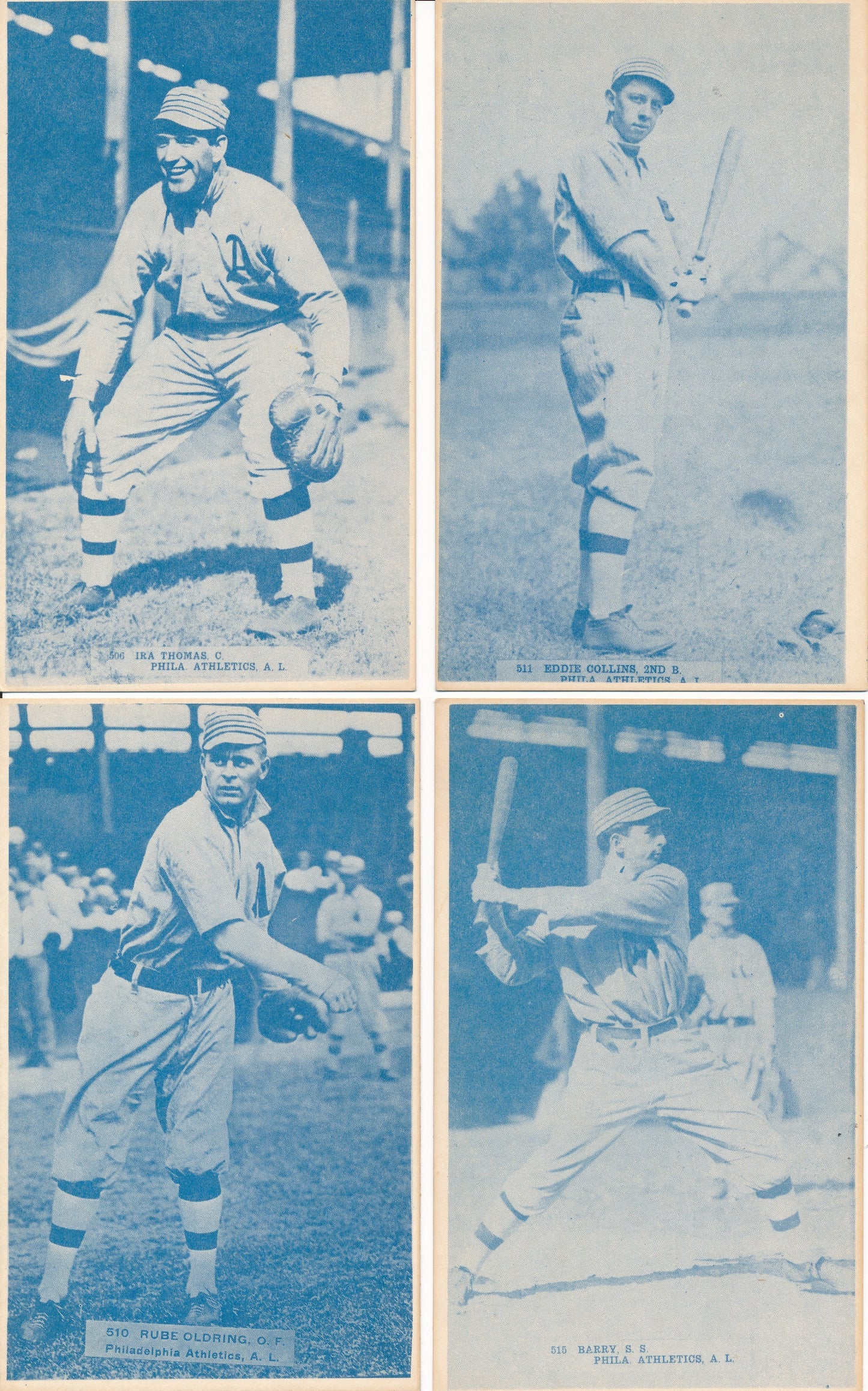 Lot of (10) 1974 Blue TCMA Reprint Postcards Philadelphia Athletics 210364