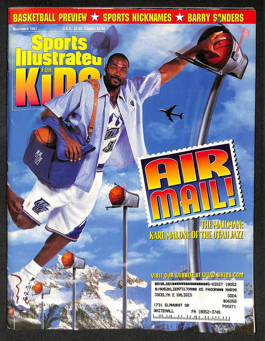 1997 Sports Illustrated for Kids Karl Malone w/ Cards Rice Pippen 211570