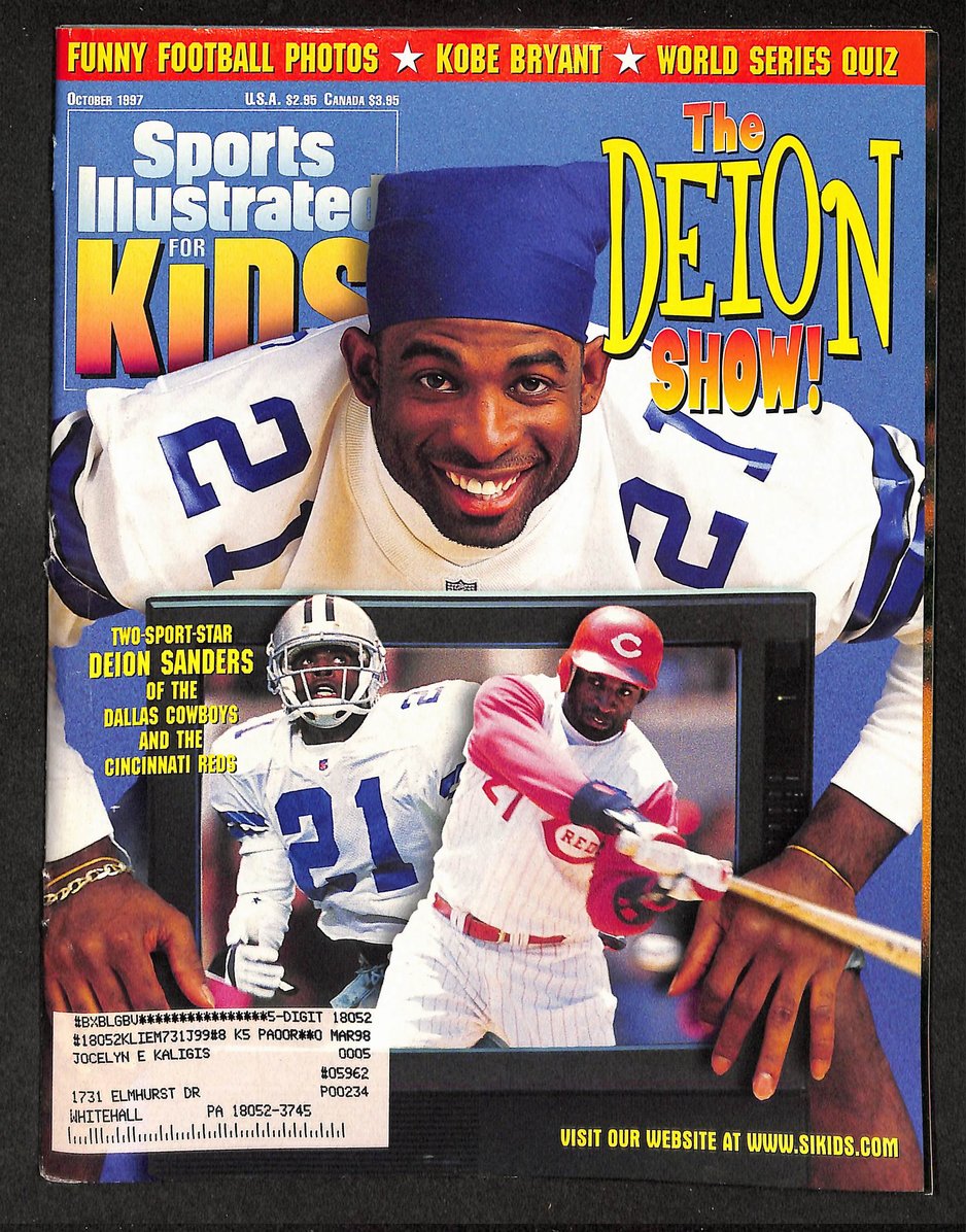 1997 Sports Illustrated for Kids Deion Sanders w/ Cards Aikman Ewing 211571