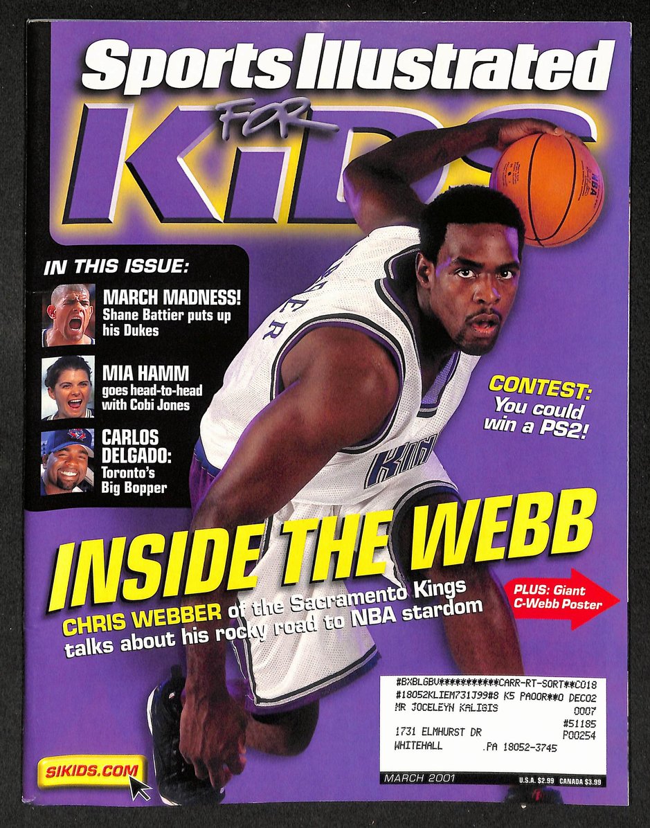 2001 Sports Illustrated for Kids Chris Webber w/ Cards Ali Iverson 211581