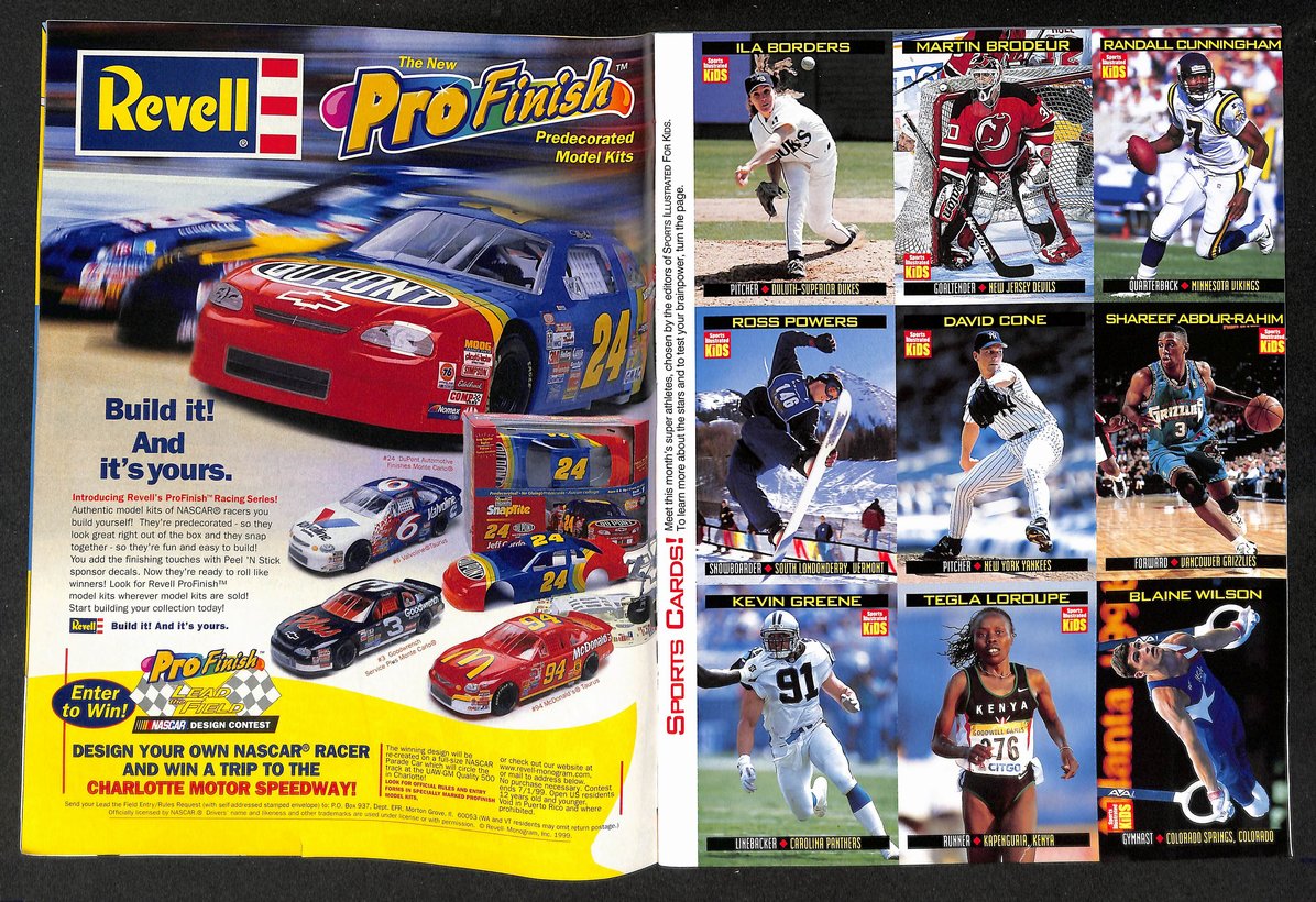 1999 Sports Illustrated for Kids Jeff Gordon w/ Cards Cunningham Cone 211586