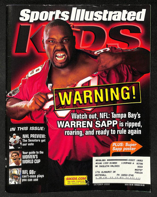 2003 Sports Illustrated for Kids Warren Sapp w/ Cards Eli Manning RC 211593
