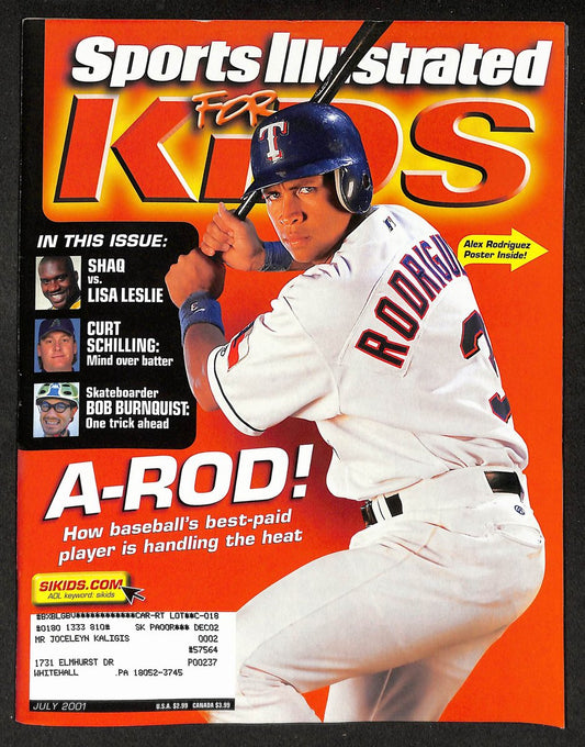 2001 Sports Illustrated for Kids Alex Rodriguez w/ Cards Karl Malone 211601