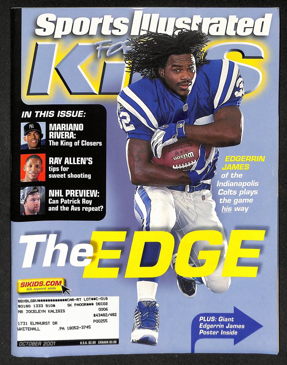 2001 Sports Illustrated for Kids Edgerrin James w/ Cards O'Neal Garcia 211602