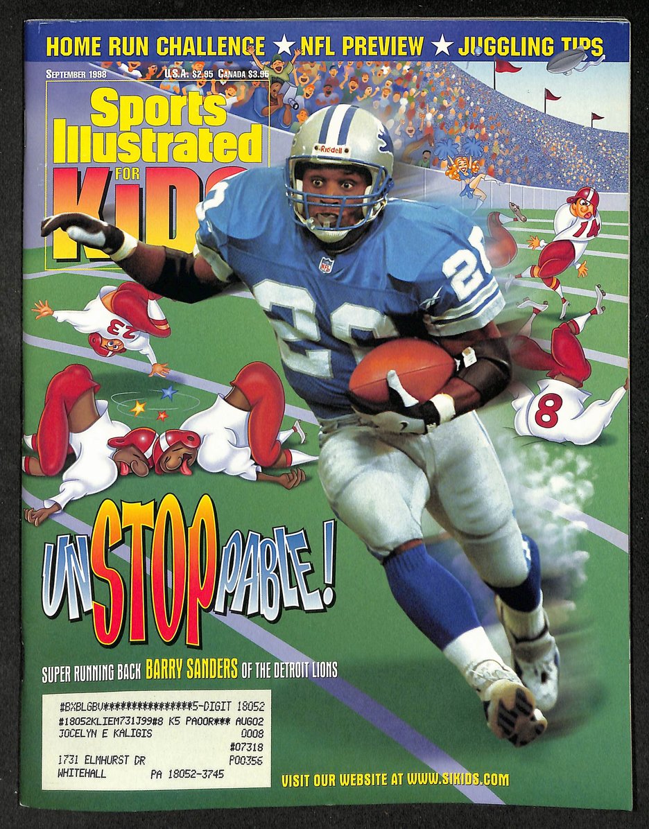 1998 Sports Illustrated for Kids Barry Sanders w/ Cards Schilling Smith 211606