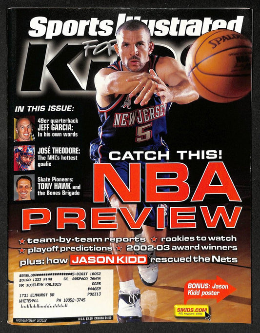2002 Sports Illustrated for Kids Jason Kidd w/ Cards McNair Mourning 211608