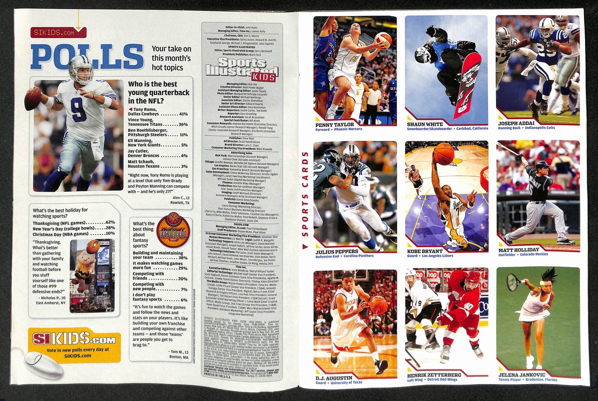 2007 Sports Illustrated for Kids Peyton Manning w/ Cards Bryant S White 211609