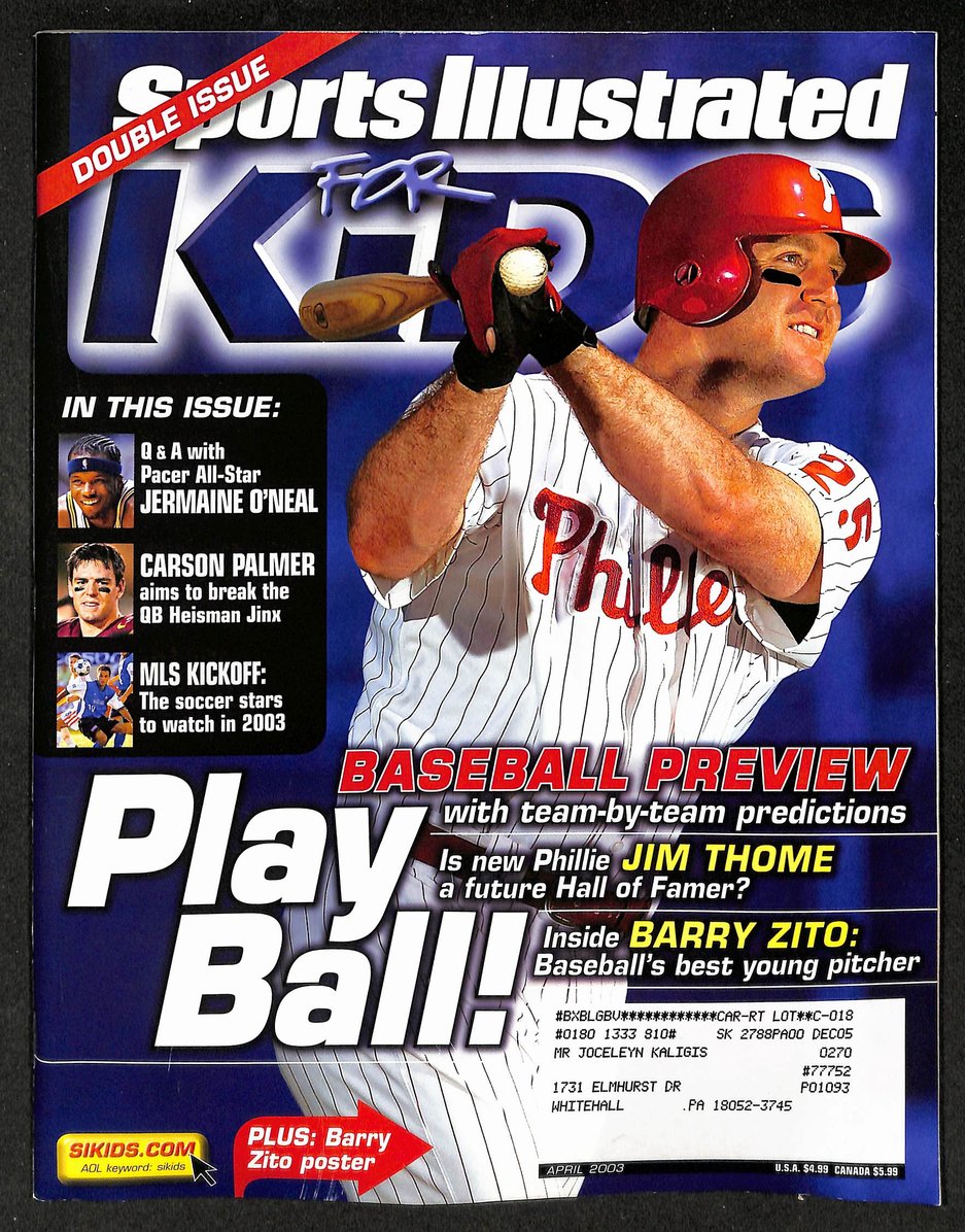 2003 Sports Illustrated for Kids Jim Thome w/ Cards Smoltz Nash 211616