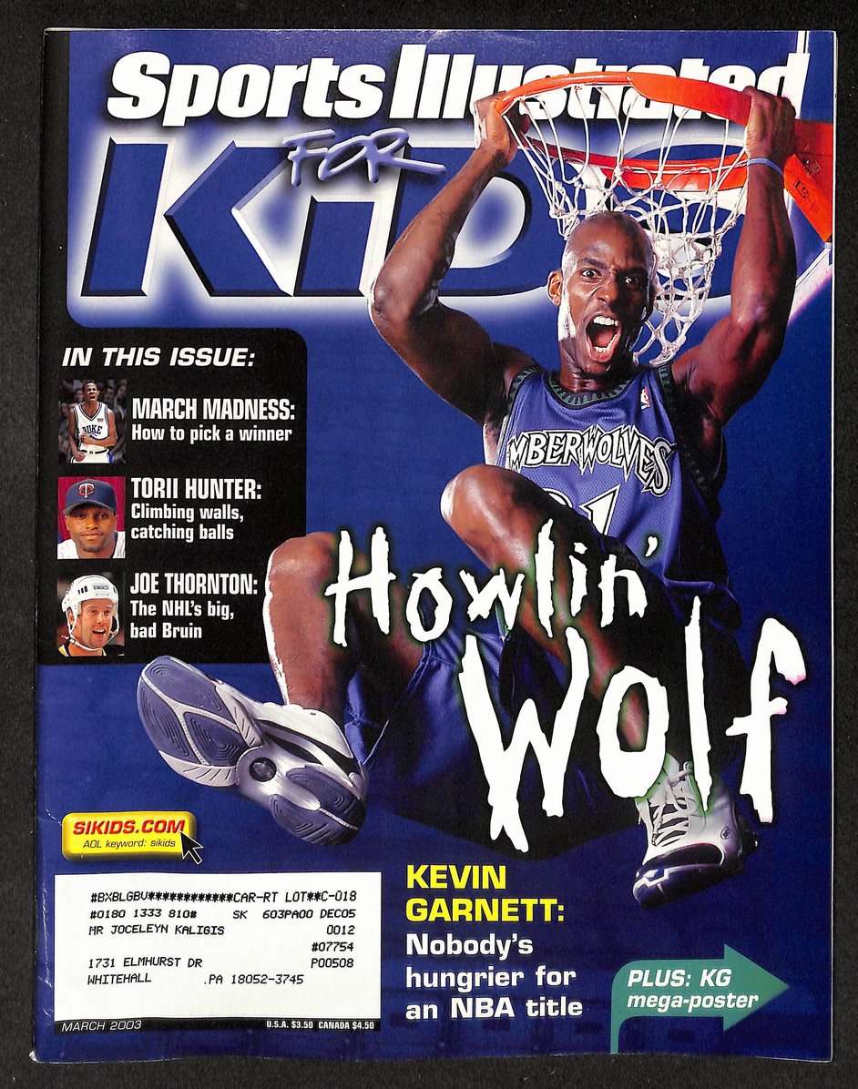 2003 Sports Illustrated for Kids Kevin Garnett w/ Cards Koston Swoopes 211619