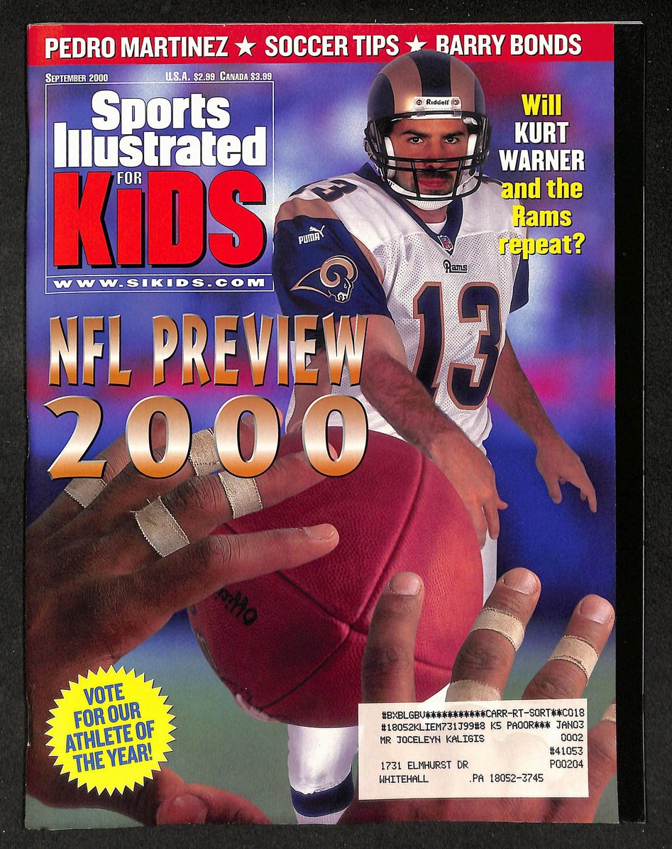 2000 Sports Illustrated for Kids Kurt Warner w/ Cards Bourque Harrison 211624