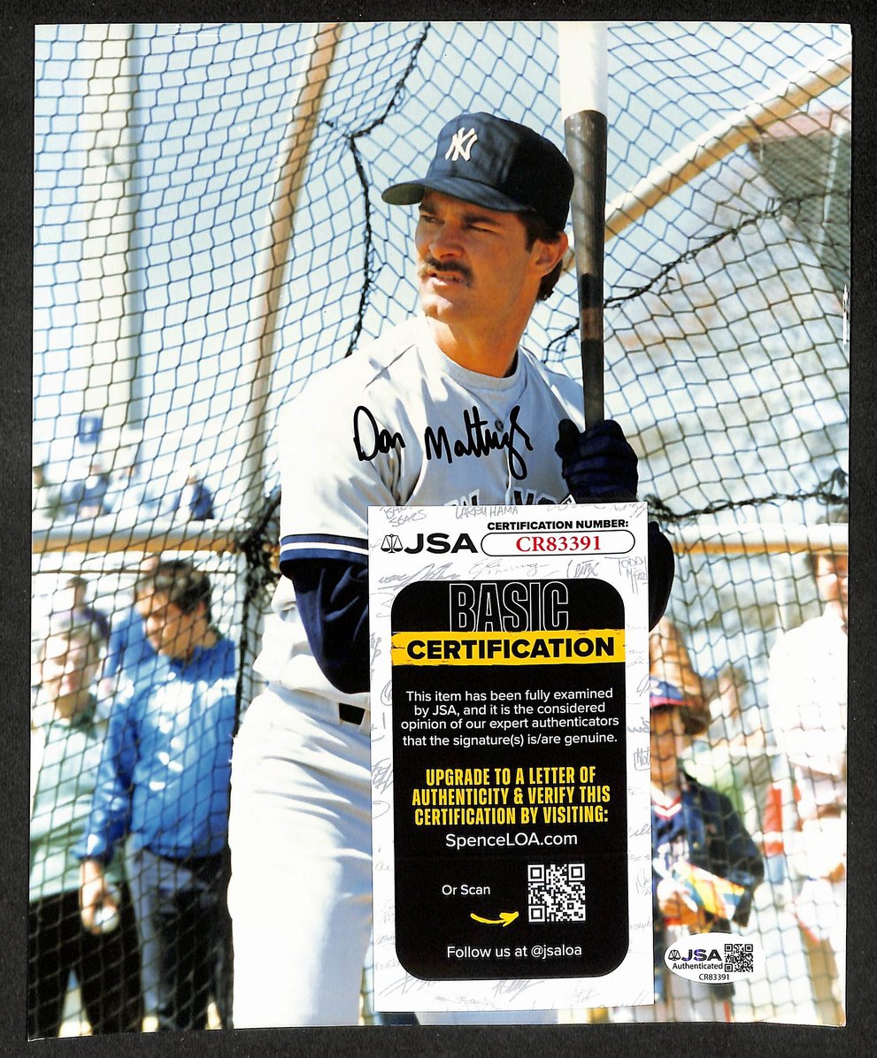 Don Mattingly Autographed/Signed 8x10 Photo Yankees JSA BA211715