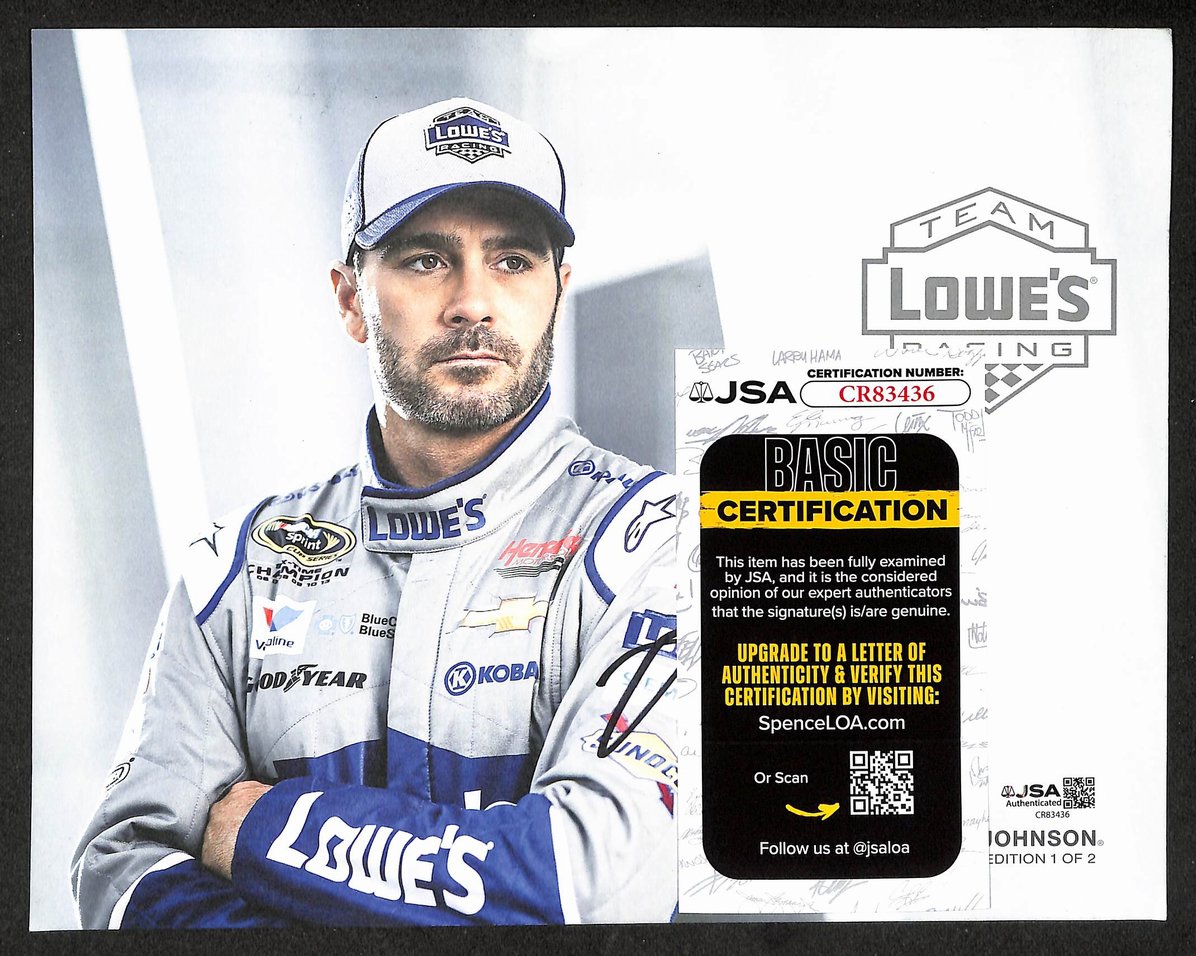 Jimmie Johnson Autographed/Signed 8x10 Photo NASCAR JSA BA211725