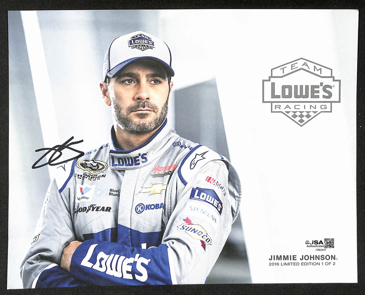 Jimmie Johnson Autographed/Signed 8x10 Photo NASCAR JSA BA211726