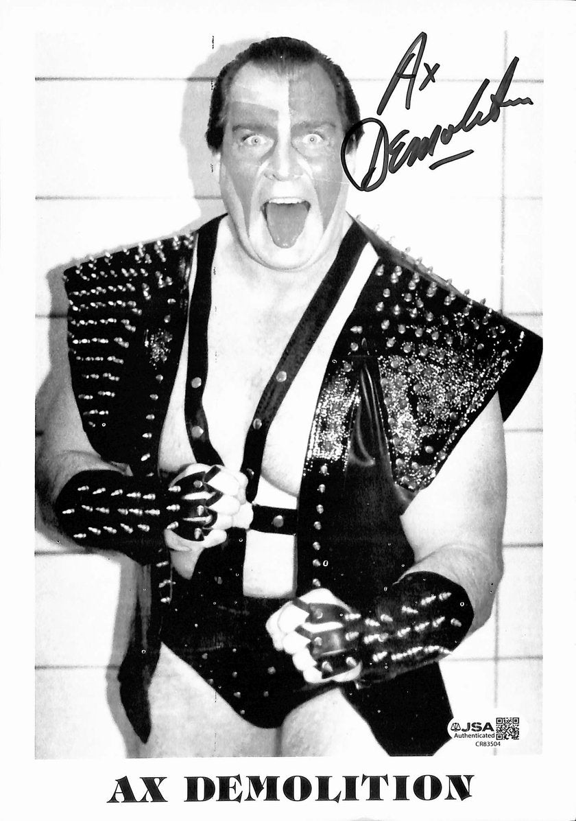 Ax Demolition Autographed/Signed B&W 8x10 Photo WWF JSA BA211700