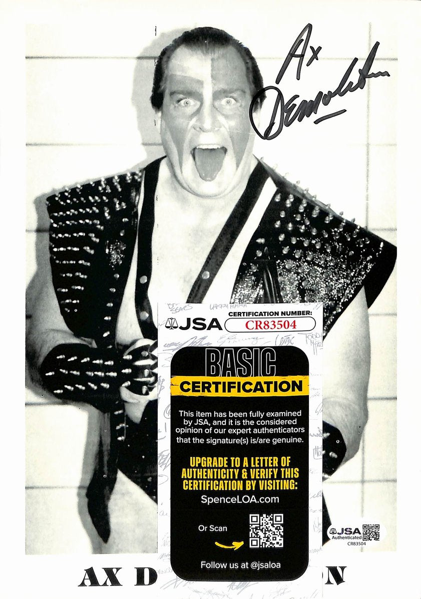 Ax Demolition Autographed/Signed B&W 8x10 Photo WWF JSA BA211700