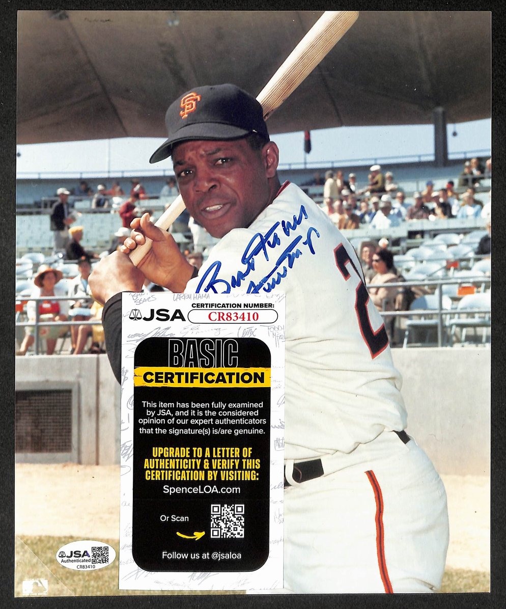 Willie Mays HOF Autographed/Signed 8x10 Photo Giants JSA BA210391