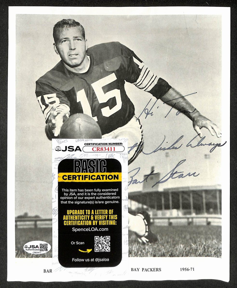 Bart Starr HOF Autographed/Signed 8x10 Photo Packers JSA BA210392