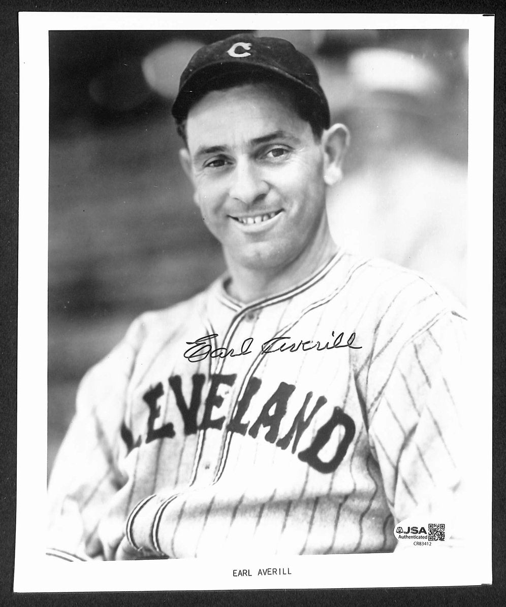 Earl Averill HOF Autographed/Signed 8x10 Photo Indians JSA BA210393