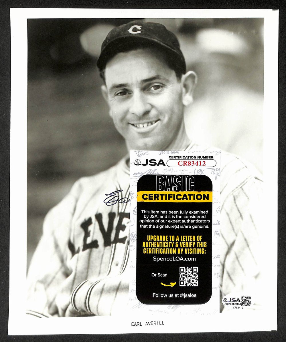 Earl Averill HOF Autographed/Signed 8x10 Photo Indians JSA BA210393