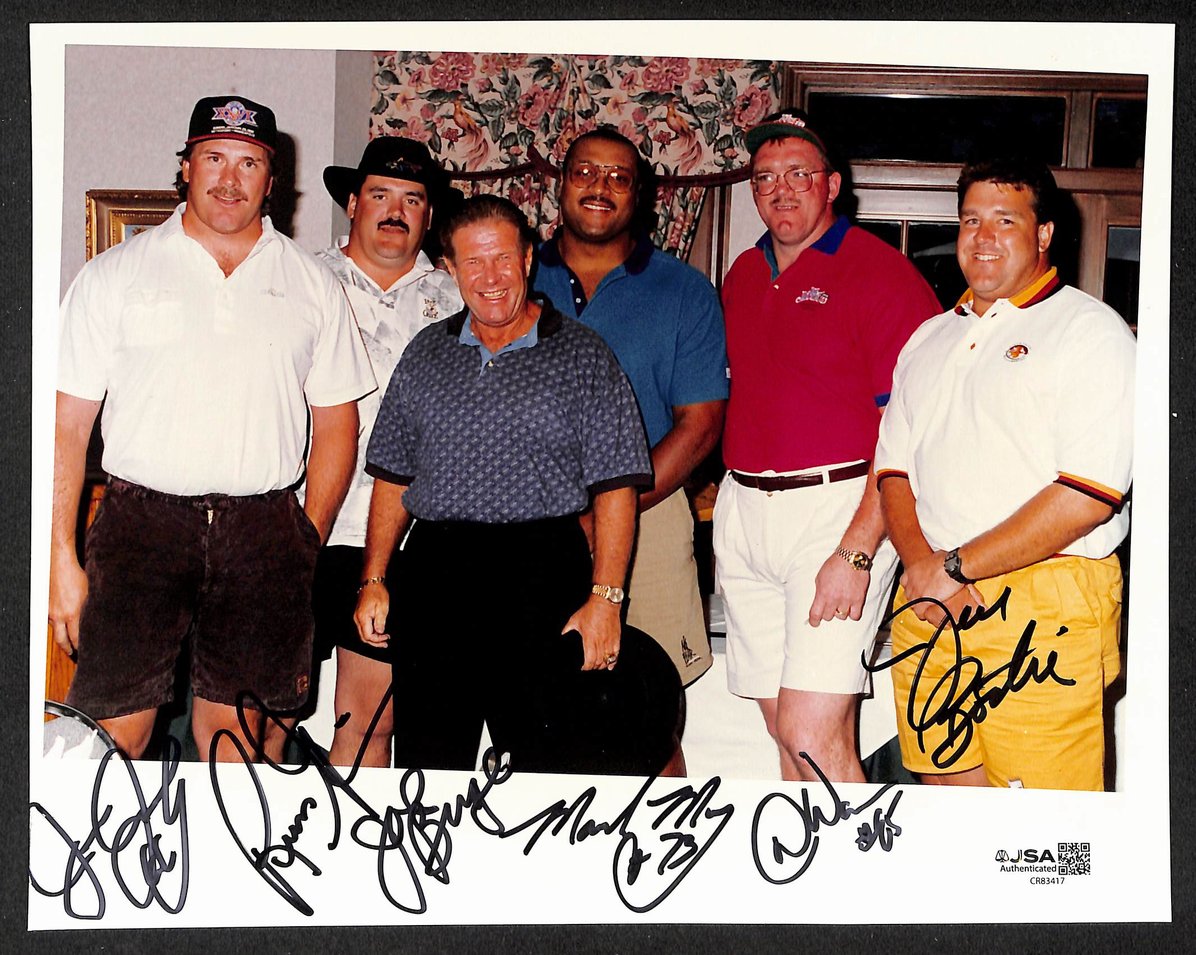 Redskins Hogs - Jacoby Grimm + 4 Autographed/Signed 8x10 Photo  JSA BA210396