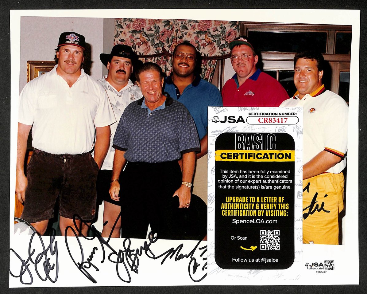 Redskins Hogs - Jacoby Grimm + 4 Autographed/Signed 8x10 Photo  JSA BA210396