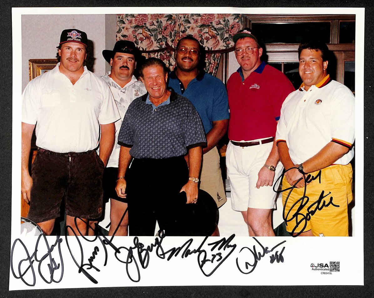 Redskins Hogs - Jacoby Grimm + 4 Autographed/Signed 8x10 Photo  JSA BA210397