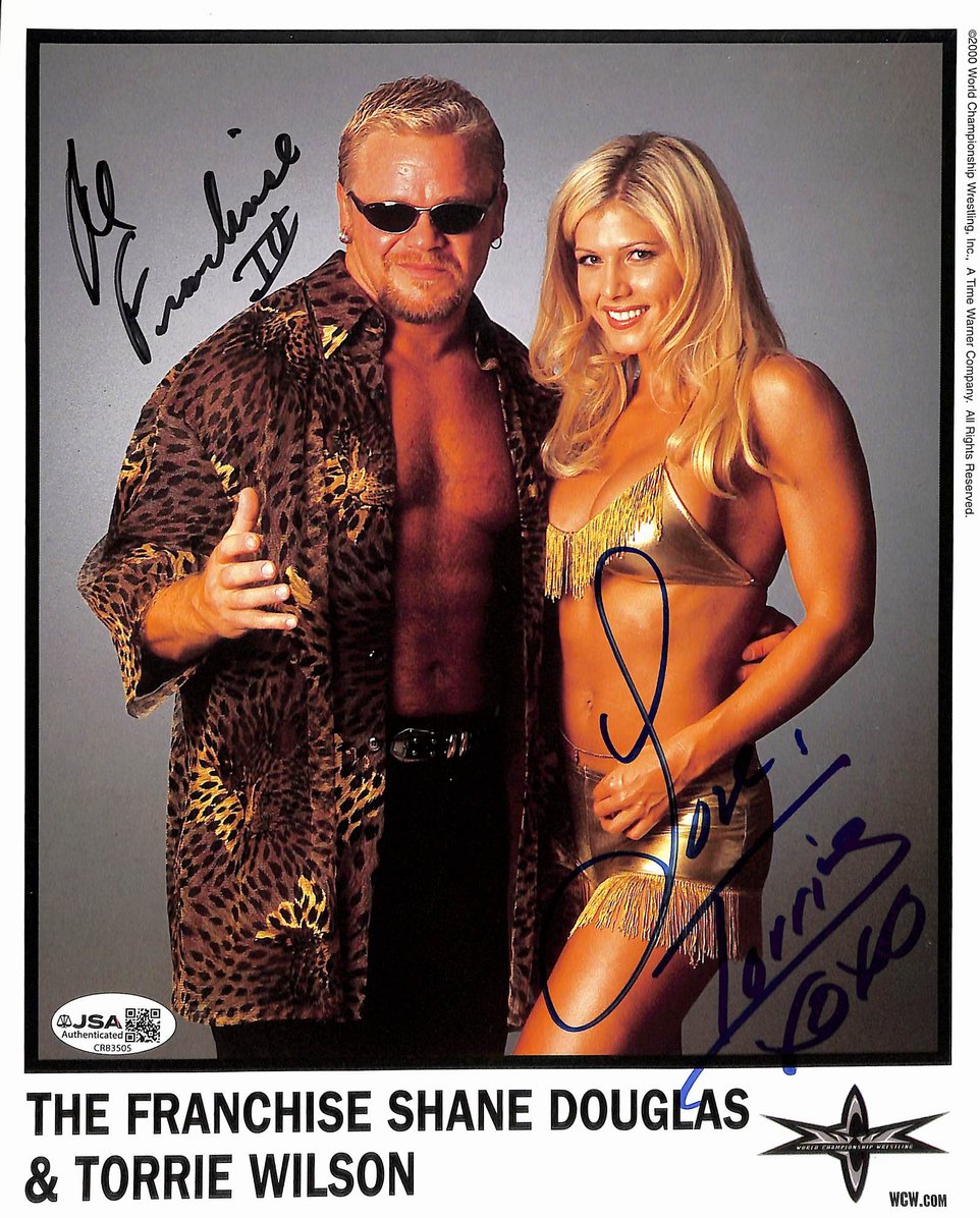 Shane Douglas & Torrie Wilson Autographed/Signed 8x10 Photo WCW WWF JSA BA211699