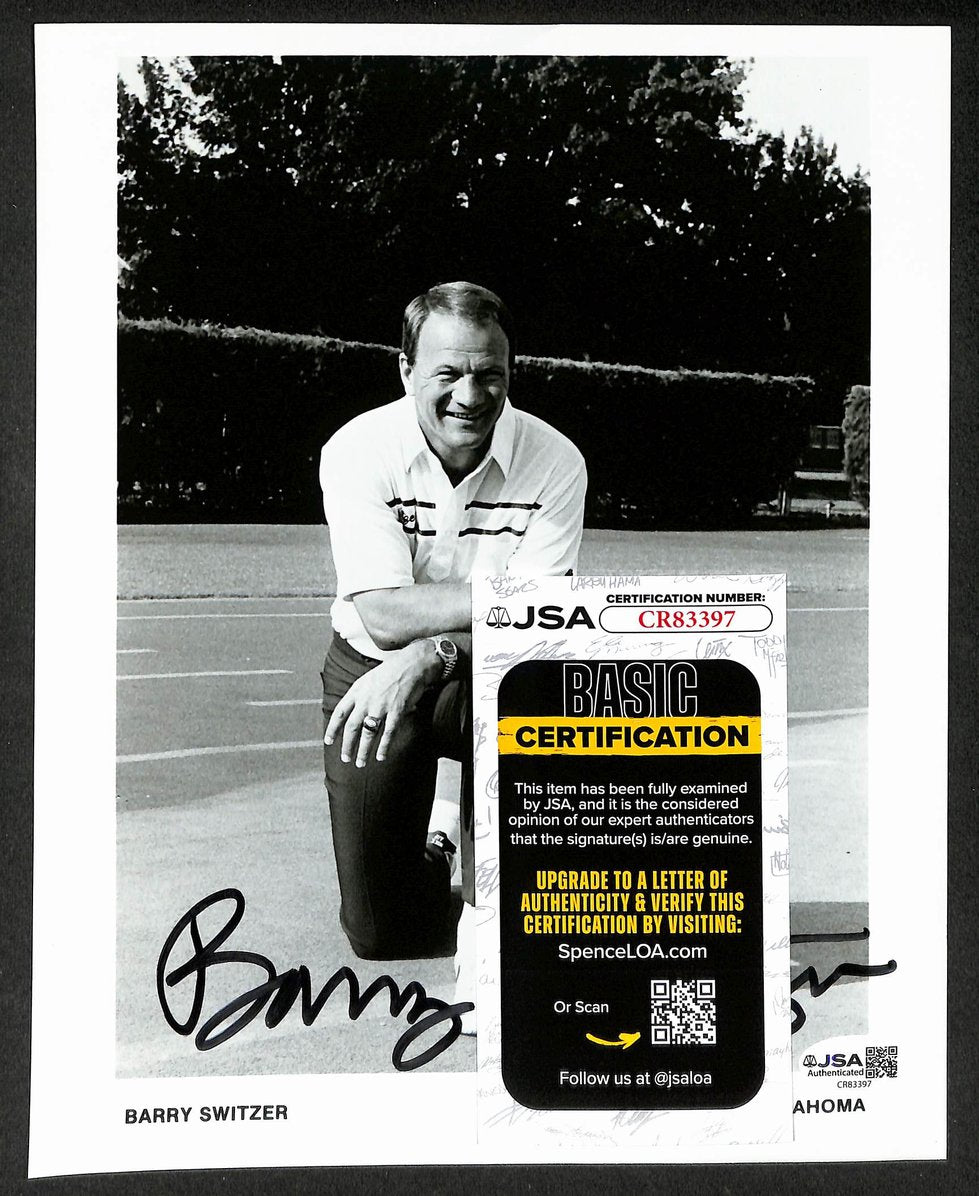 Barry Switzer Autographed/Signed 8x10 Photo Oklahoma Sooners JSA 211735