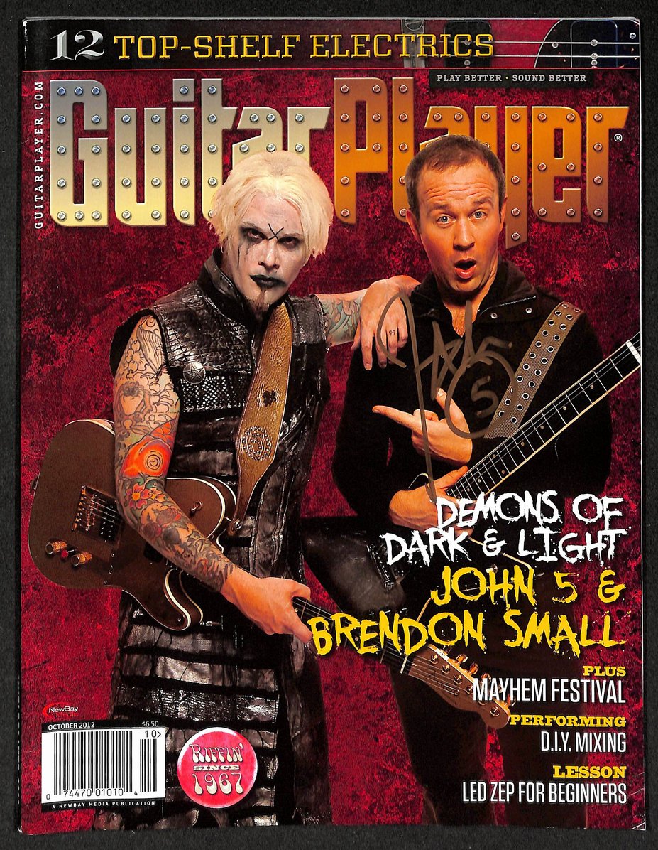 John 5 Autographed/Signed 2012 Guitar Player Magazine Motley Crue JSA 211754