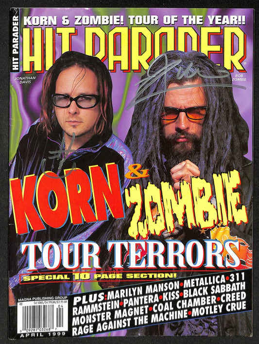 Rob Zombie & Jonathan Davis Autographed/Signed 1999 Hit Parader Magazine JSA 59