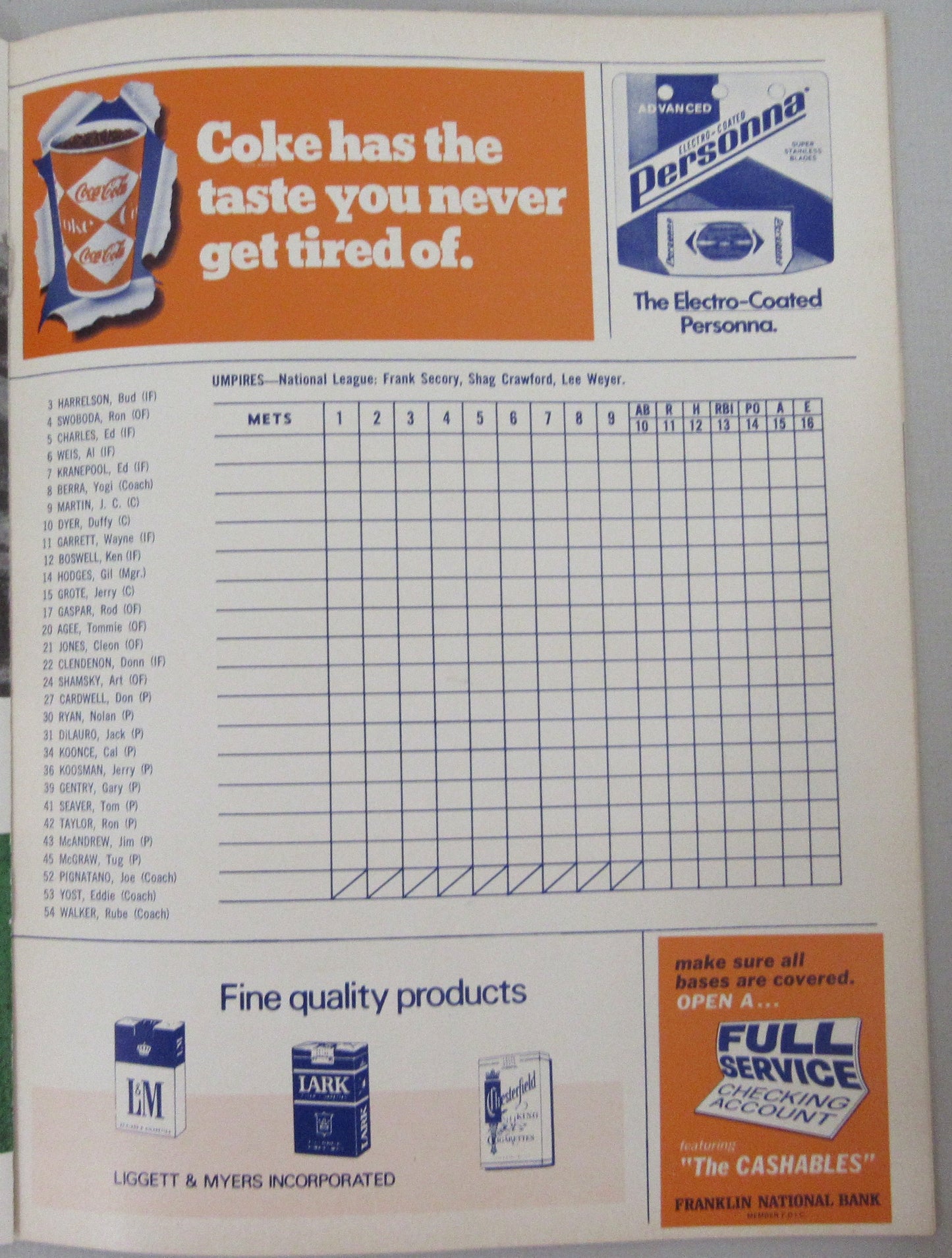 1969 World Series Program Unscored New York Mets vs. Baltimore Orioles 210376