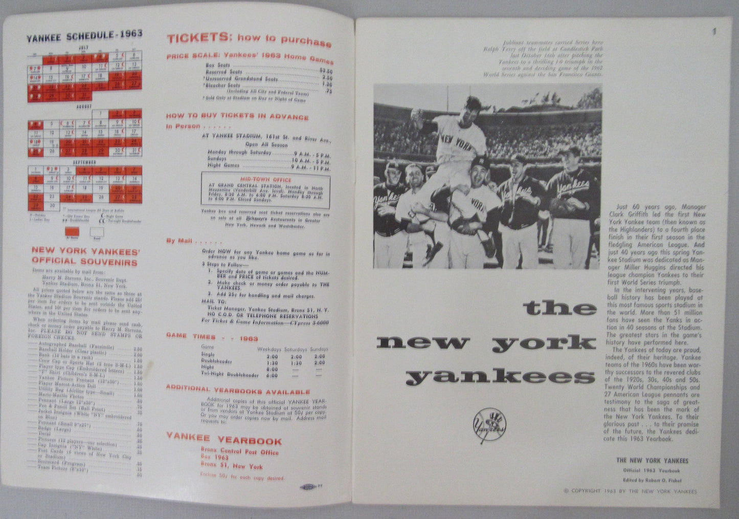 1963 New York Yankees Yearbook Revised 210378