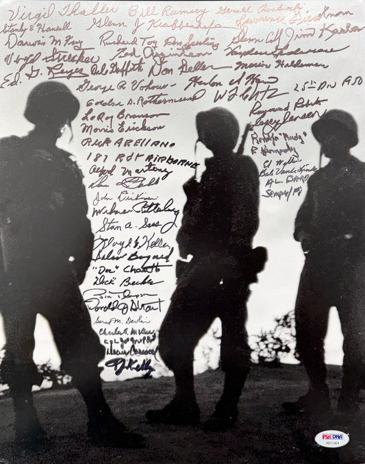 Korean War Soldiers Autographed/Signed by (47) 11x14 Photo PSA Letter BA211669