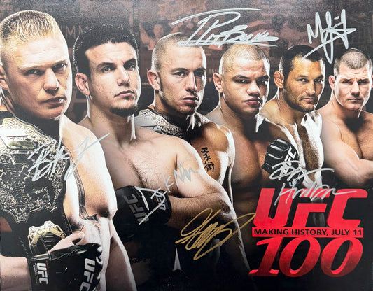 UFC 100 Brock Lesnar Mir Henderson + Autographed/Signed 11 x 14 Photo BA211683