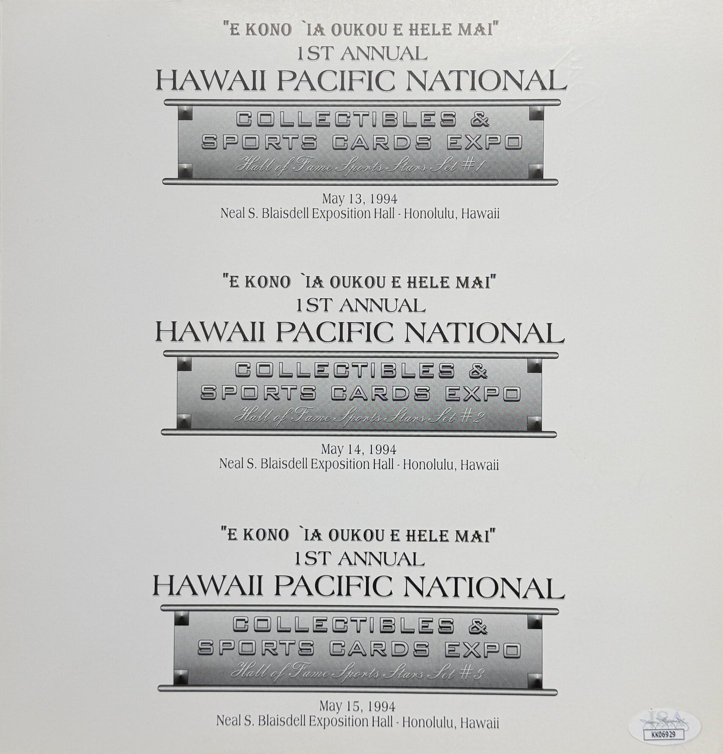 1994 Hawaii Pacific National Autographed/Signed by (10) 10 x 10.5 Photo JSA BA211689