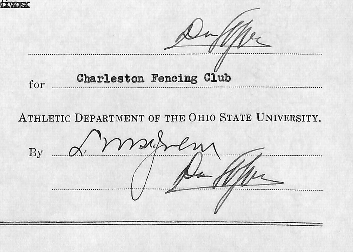 Lynn St. John HOF Signed 1940 Contract Ohio State & Charleston  JSA 198957