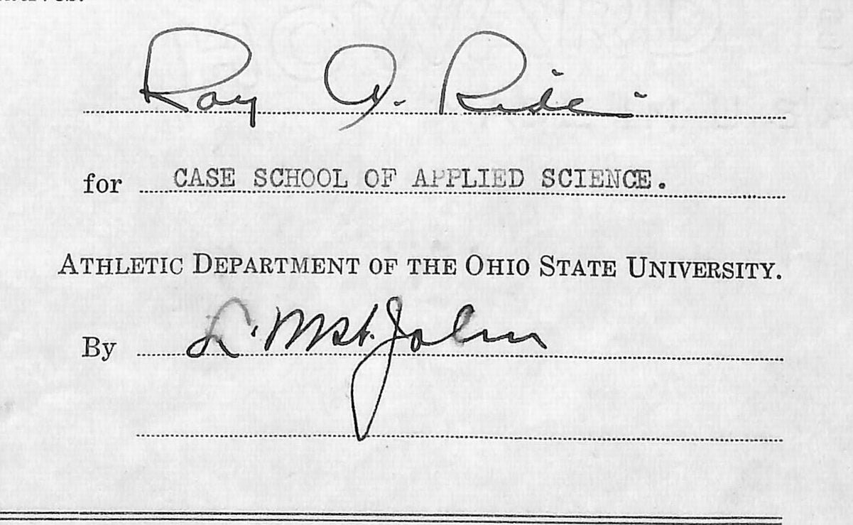 Lynn St. John HOF Signed 1947 Contract Ohio State & Case Western  JSA 198959