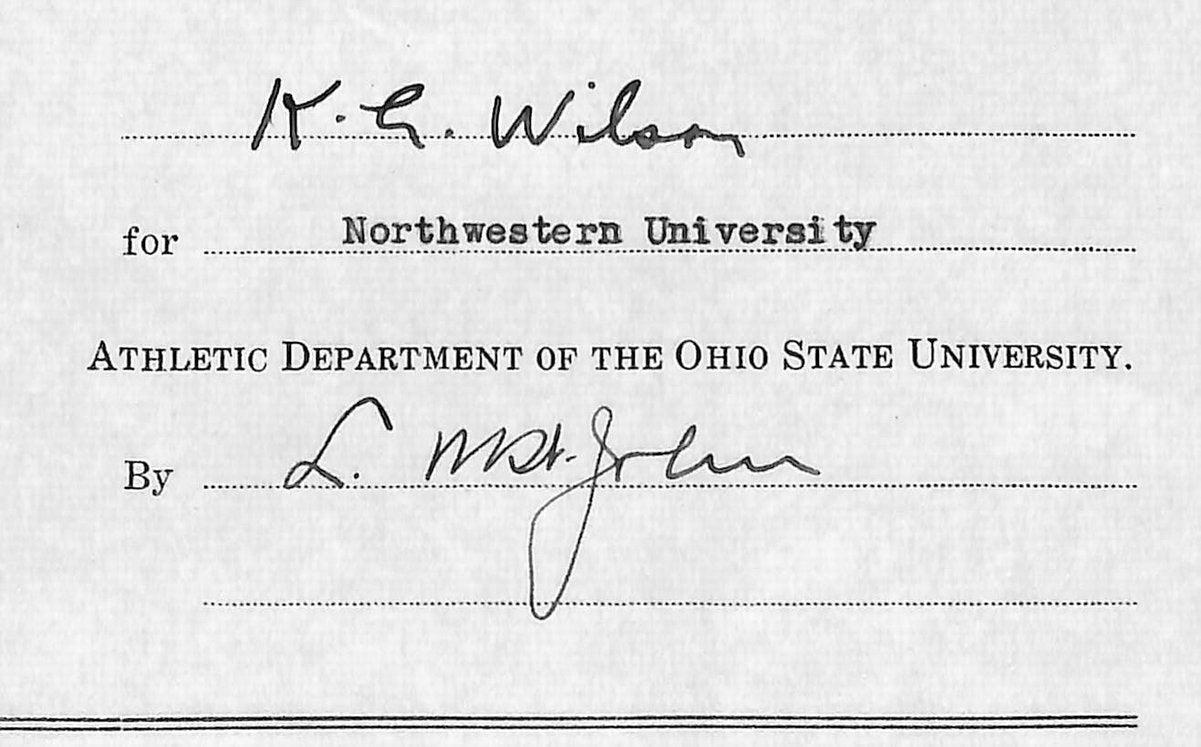 Lynn St. John HOF Signed 1940 Contract Ohio State & Northwestern  JSA 198960