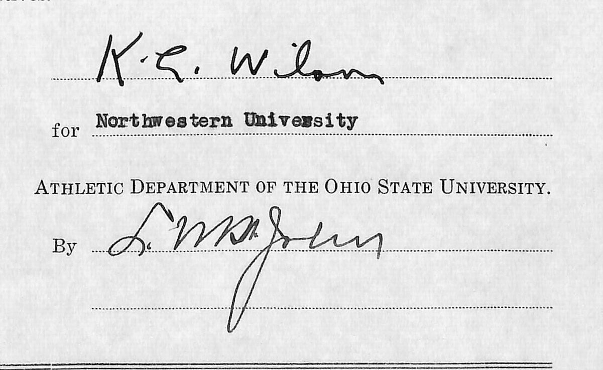 Lynn St. John HOF Signed 1939 Contract Ohio State & Northwestern  JSA 198961