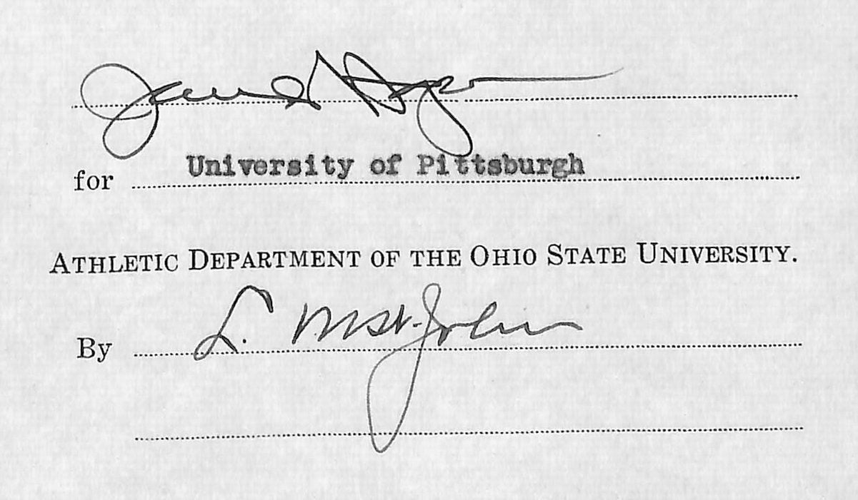 Lynn St. John HOF Signed 1940 Contract Ohio State & Pitt  JSA 198963