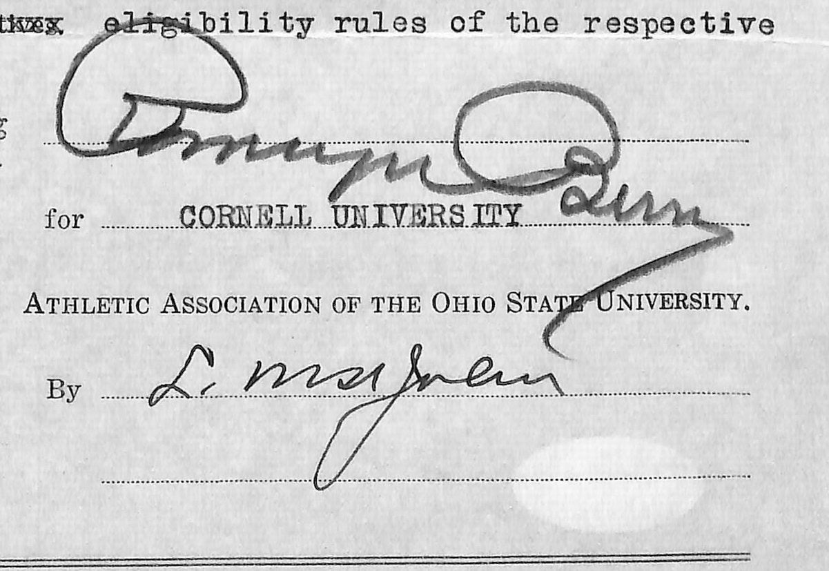 Lynn St. John HOF Signed 1929 Contract Ohio State & Cornell  JSA 198966
