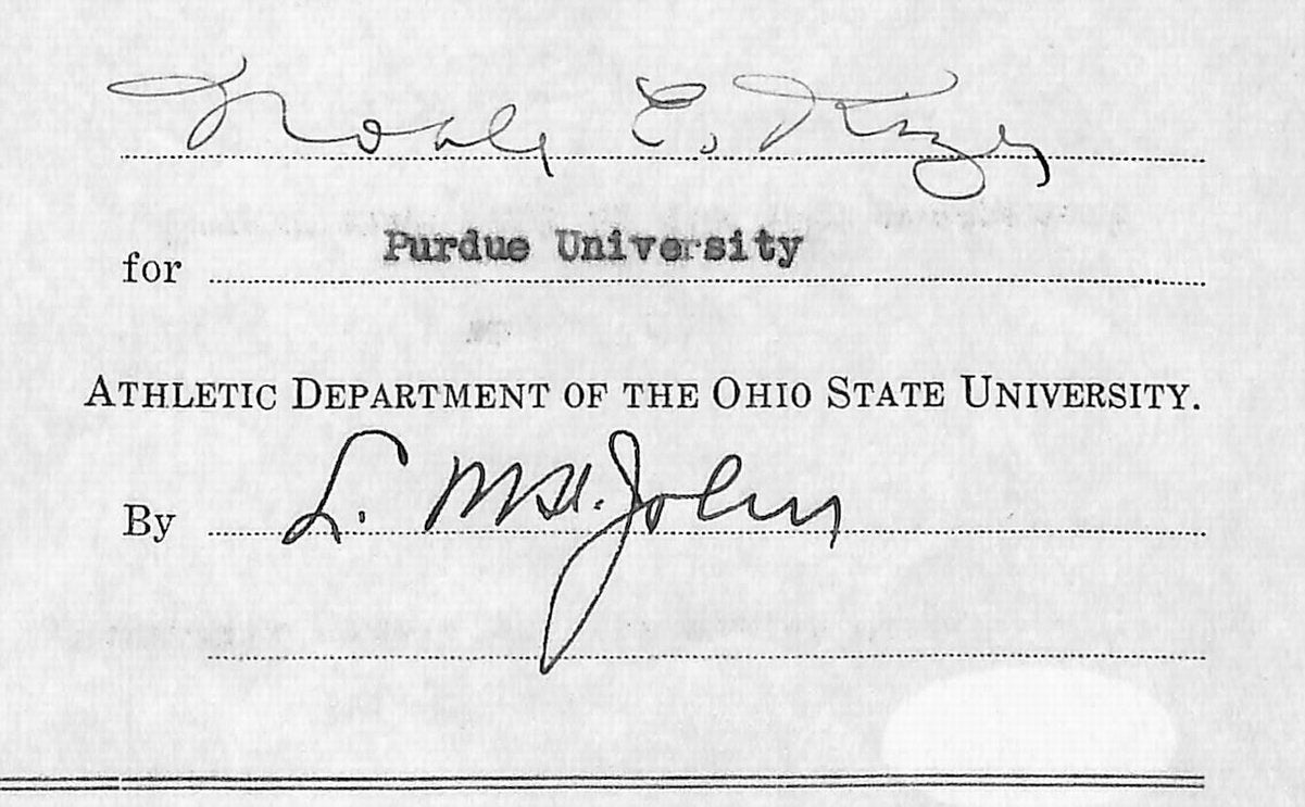 Lynn St. John HOF Signed 1939 Contract Ohio State & Purdue  JSA 198967