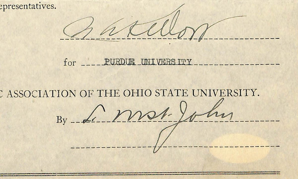 Lynn St. John HOF Signed 1928 Contract Ohio State & Purdue  JSA 198968