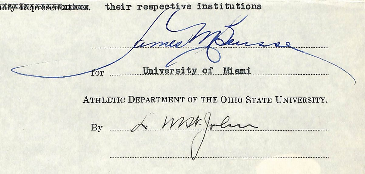 Lynn St. John HOF Signed 1940 Contract Ohio State & Miami  JSA 198970