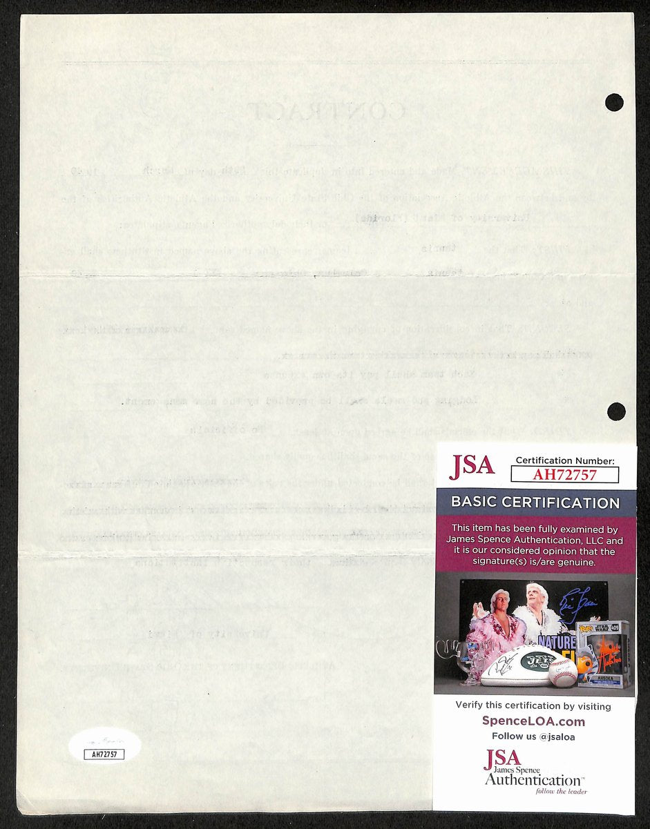 Lynn St. John HOF Signed 1940 Contract Ohio State & Miami  JSA 198970
