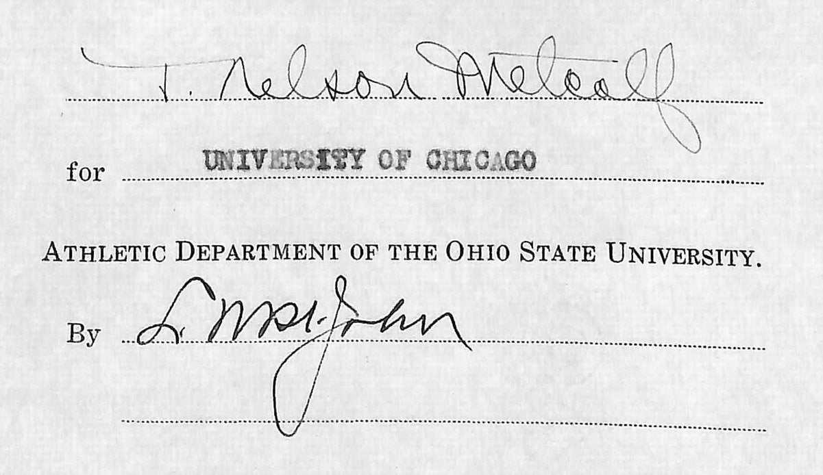 Lynn St. John HOF Signed 1940 Contract Ohio State & Chicago  JSA 198973