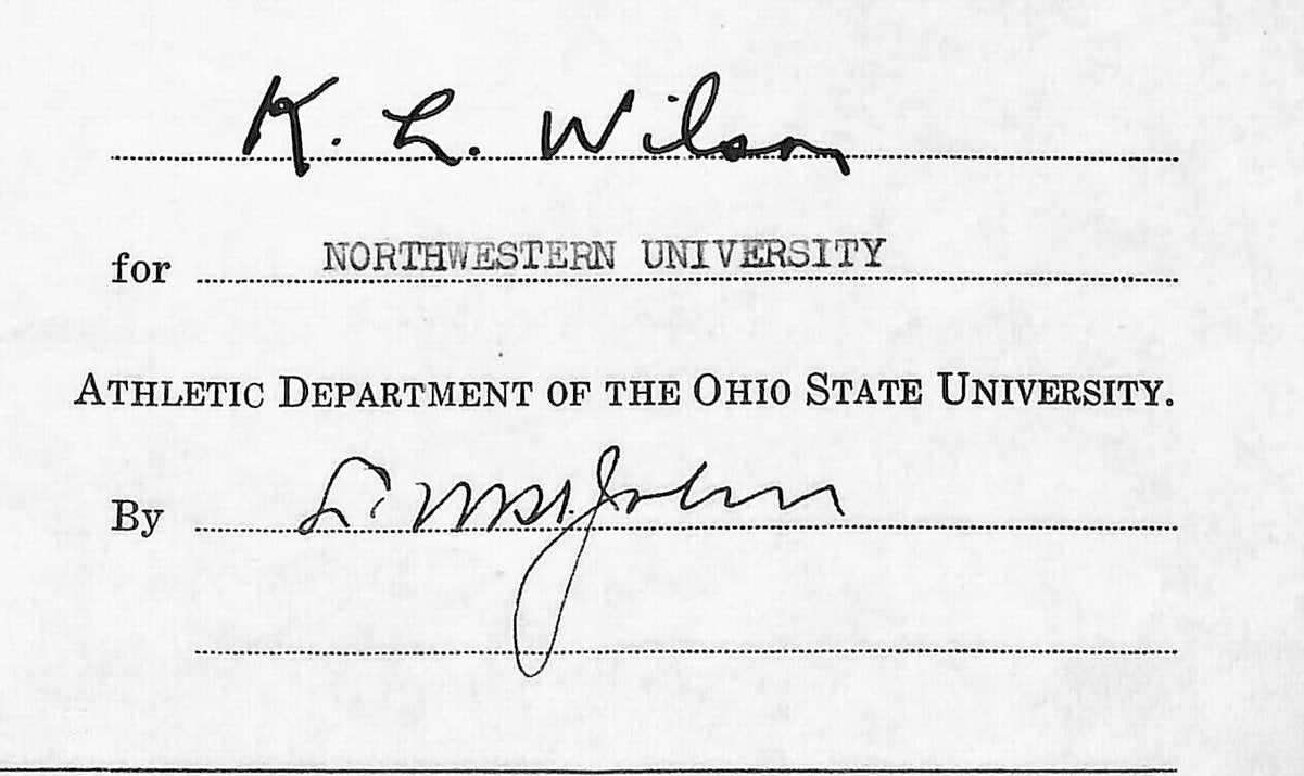 Lynn St. John HOF Signed 1942 Contract Ohio State & Northwestern  JSA 198974