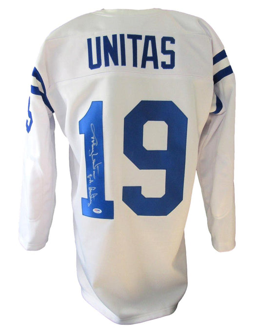 Johnny Unitas HOF Signed/Inscribed Colts Custom Football Jersey PSA/DNA 210041