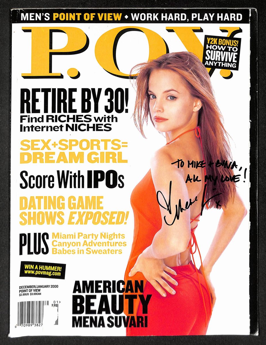 Mena Suvari Signed/Autographed 2000 P.O.V. Magazine JSA 211770